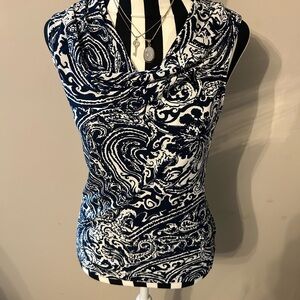 Chaps Navy and White Paisley Women's Top